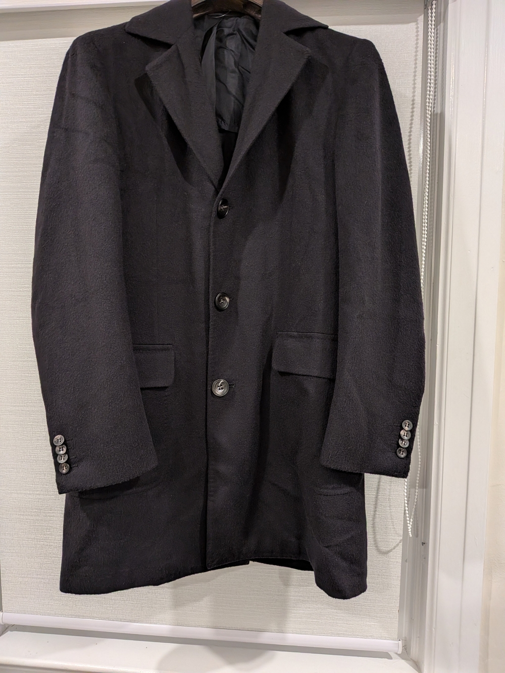 Kiton Black Single-Breasted Cashmere Pea Coat